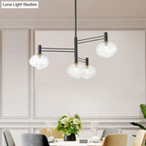 Modern Black Oval Semi - Mount Led Ceiling Lamp With 4 Clear Dimpled Glass Bulbs