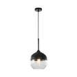 Modern Black Pendant Light Fixture With Clear Glass Cylinder/Mason Jar Design - Perfect For Table
