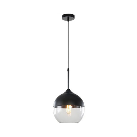 Modern Black Pendant Light Fixture With Clear Glass Cylinder/Mason Jar Design - Perfect For Table