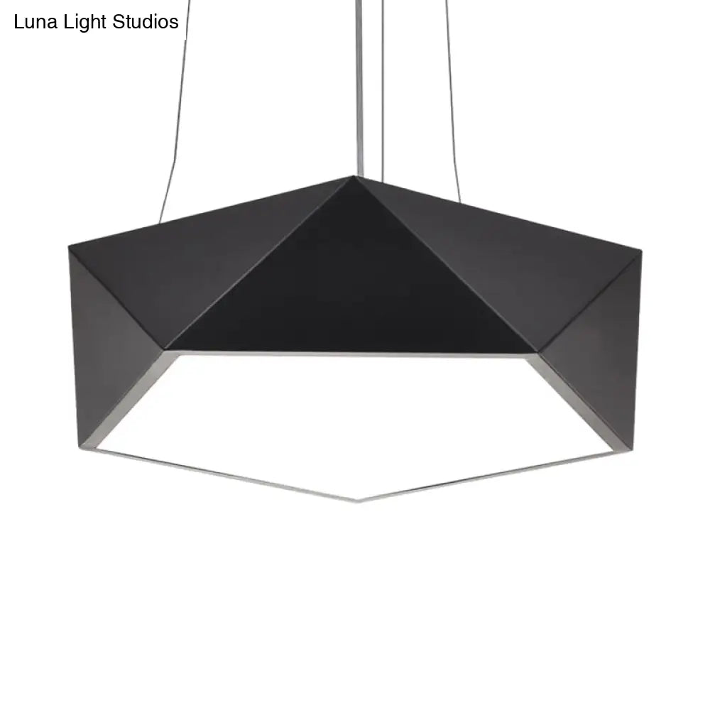 Modern Black Pentagon Led Hanging Light Fixture For Office Ceiling Chandelier