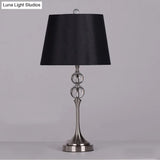 Modern Black/Pink Nightstand Lamp With Clear Crystal Accents - Fabric Shade 1-Head Traditional Table