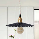 Modern Black/Red Metallic Scalloped Hanging Ceiling Light - Stylish Head Pendant For Bedside Black