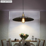 Modern Black Scalloped Metal Pendant Lamp - Hanging Ceiling Light For Warehouse And Dining Room