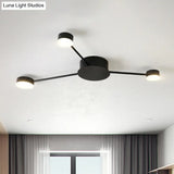 Modern Black Semi Flush Ceiling Light For Child’s Bedroom With Drum Shade