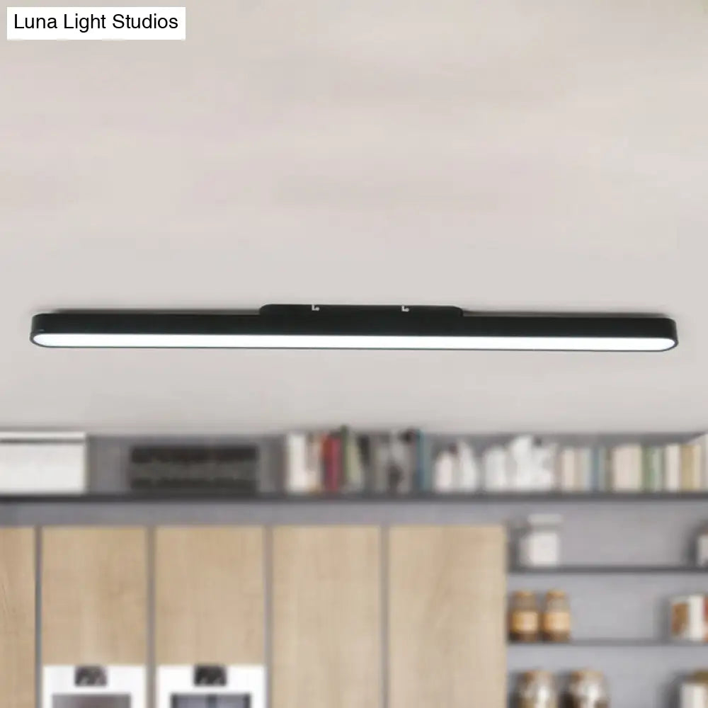Modern Black/Silver Oval Led Flush Light For Office - 23.5’/35.5’/47’ Wide