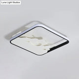 Modern Black Square Frame Flushmount Led Ceiling Light Fixture Crack Design Warm/White/Natural