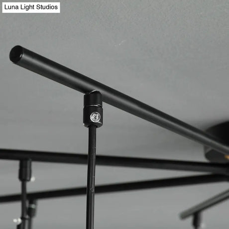 Modern Black Starburst Chandelier With Opal Glass - Elegant Hanging Lamp For Bedroom 4/7/9 Lights