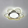 Modern Black Surface Mount Led Ceiling Light With Metallic Floral Design / 19’ White