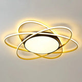 Modern Black Surface Mount Led Ceiling Light With Metallic Floral Design / 39’ Third Gear