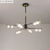 Modern Black Tube Pendant Lamp With 12 Clear Glass Led Lights - Stylish Ceiling Chandelier Kit
