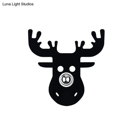Modern Black Wall Light With Deer Metal Shade For Bedroom Sconce Lighting