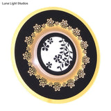 Modern Black Wall Mount Led Light Fixture With Feather/Blossom Pattern