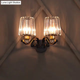 Modern Black Wall Sconce Light With Crystal Shade - Stylish Living Room Lamp