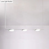 Modern Black/White Chandelier With Drum Shade - 2/3 Lights Island Lighting For Dining Room