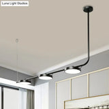 Modern Black/White Chandelier With Drum Shade - 2/3 Lights Island Lighting For Dining Room