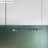 Modern Black/White Chandelier With Drum Shade - 2/3 Lights Island Lighting For Dining Room