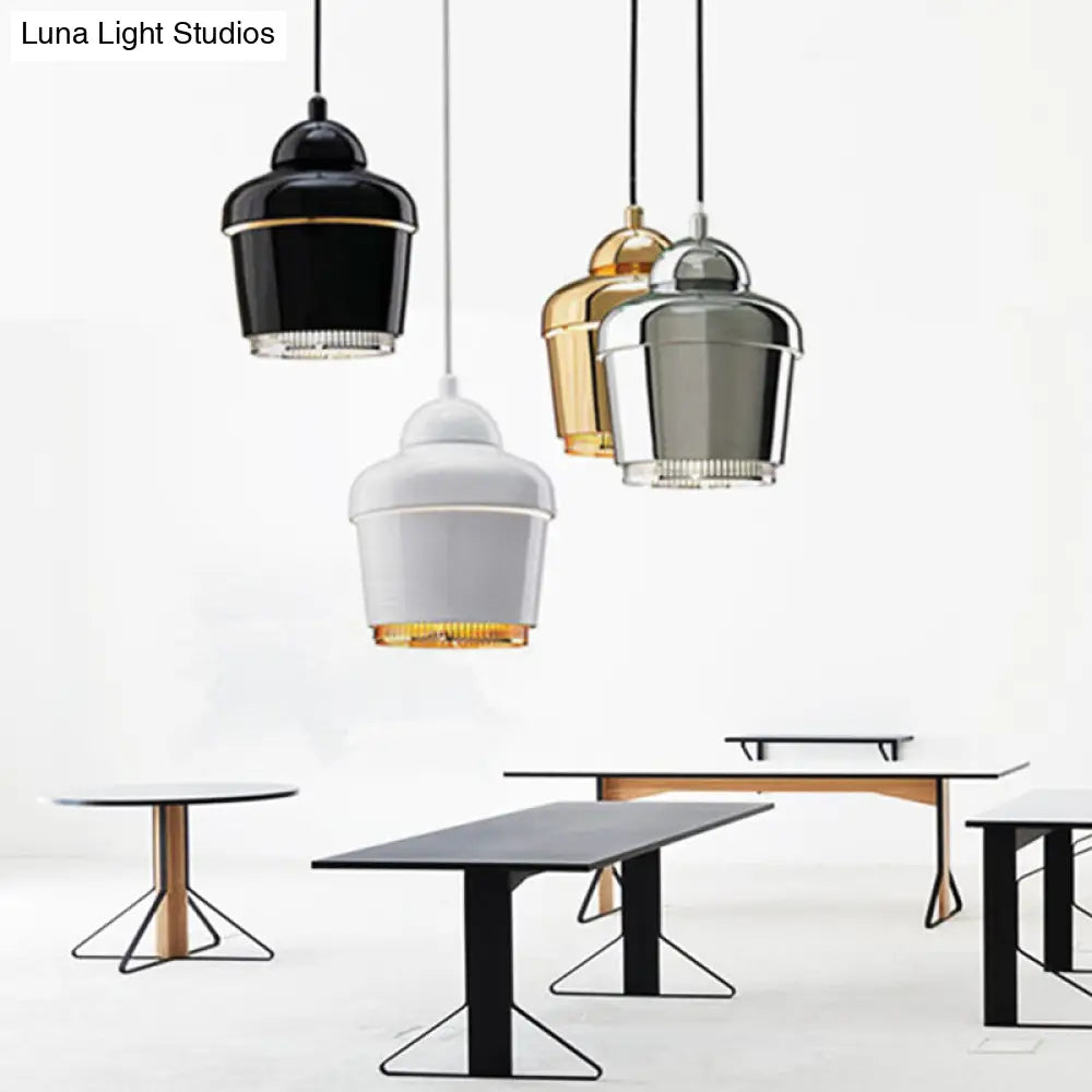 Modern Black/White/Chrome Jar Pendant Ceiling Light - Stylish Iron Hanging