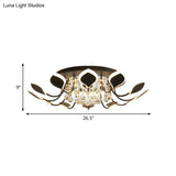 Modern Black/White Crystal Ceiling Light With Raindrop Shade – 10/12 Heads Parlor Flush Mount