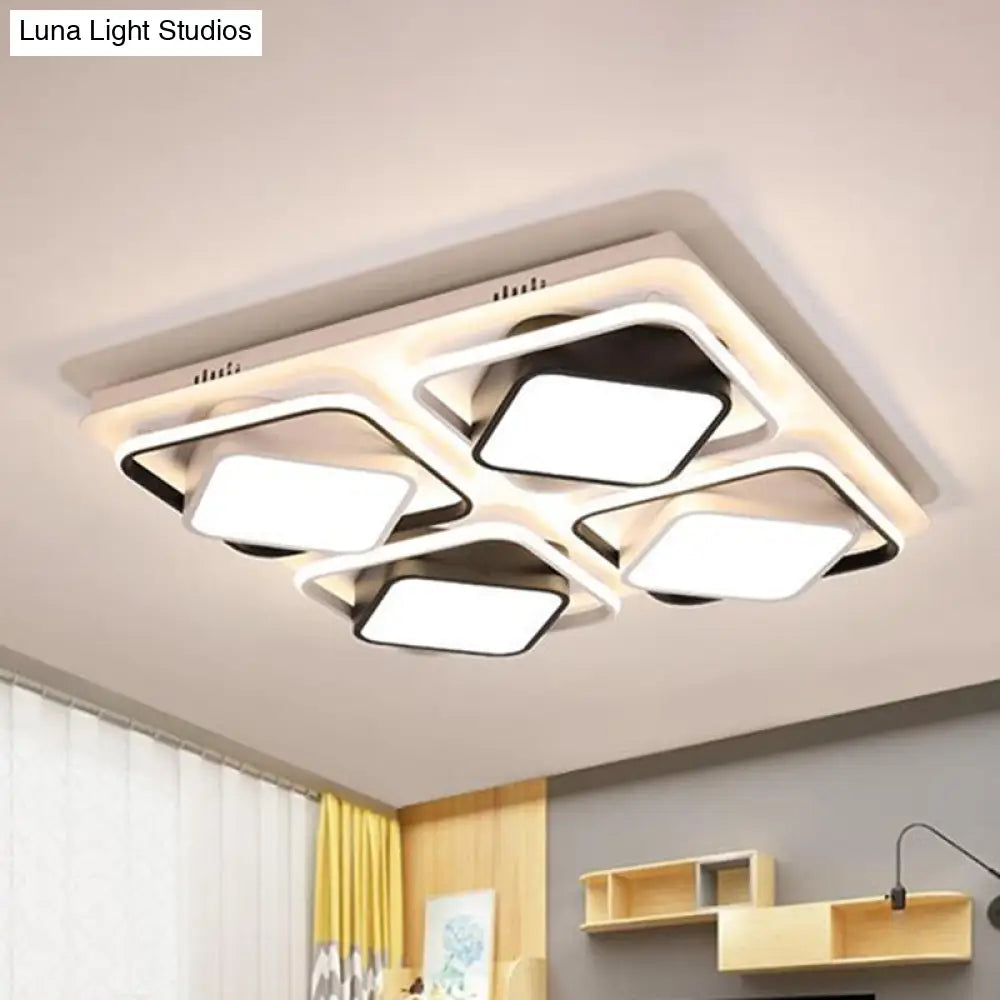 Modern Black & White Cube Led Flushmount Ceiling Light In 27.5’/41’ Sizes