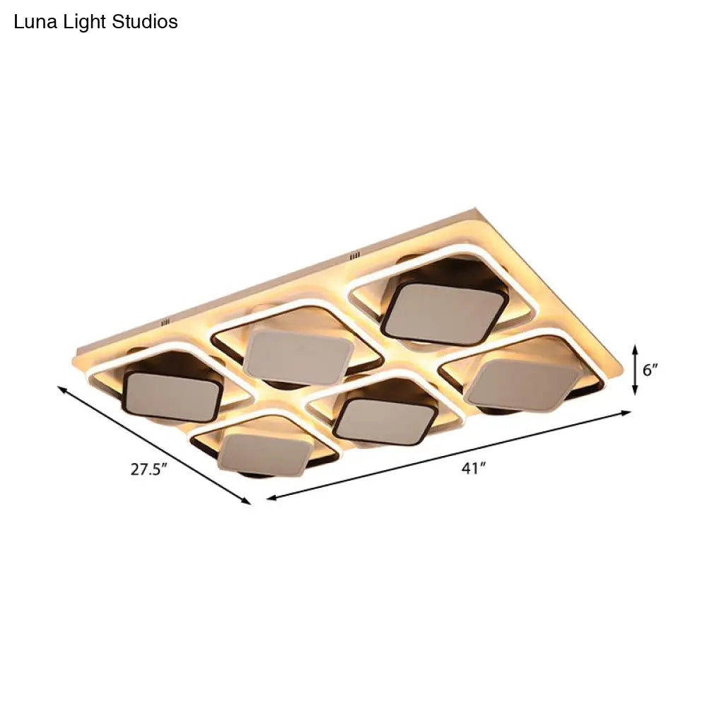 Modern Black & White Cube Led Flushmount Ceiling Light In 27.5’/41’ Sizes