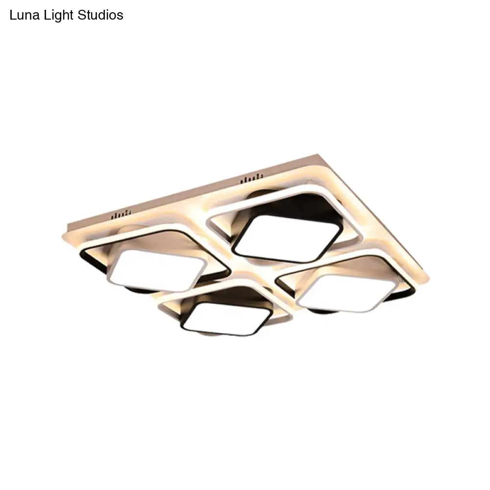 Modern Black & White Cube Led Flushmount Ceiling Light In 27.5’/41’ Sizes