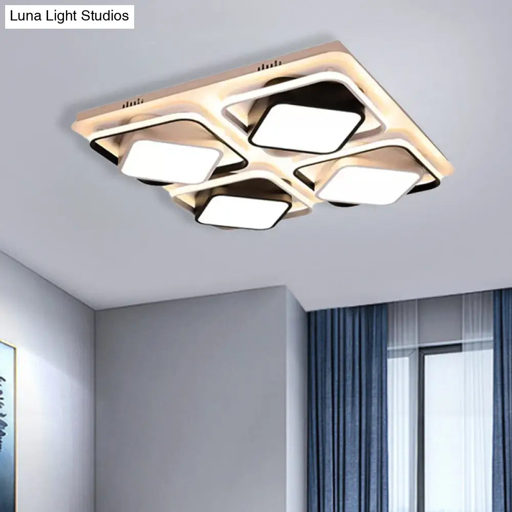 Modern Black & White Cube Led Flushmount Ceiling Light In 27.5’/41’ Sizes