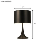 Modern Black/White Drum Table Light- Curvaceous Base Simple Style- 1 Light Metal Lamp- 10/12 Dia-