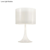 Modern Black/White Drum Table Light- Curvaceous Base Simple Style- 1 Light Metal Lamp- 10/12 Dia-