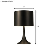 Modern Black/White Drum Table Light- Curvaceous Base Simple Style- 1 Light Metal Lamp- 10/12 Dia-