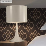 Modern Black/White Drum Table Light- Curvaceous Base Simple Style- 1 Light Metal Lamp- 10/12 Dia-