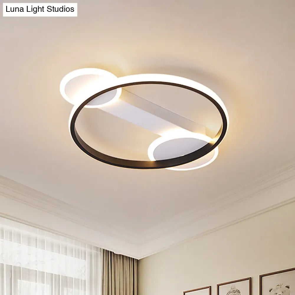Modern Black-White Hoop Silica Gel Ceiling Light - 16.5’/20.5’ Diameter Led Flush Mount With