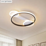 Modern Black-White Hoop Silica Gel Ceiling Light - 16.5’/20.5’ Diameter Led Flush Mount With