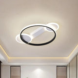 Modern Black-White Hoop Silica Gel Ceiling Light - 16.5’/20.5’ Diameter Led Flush Mount With