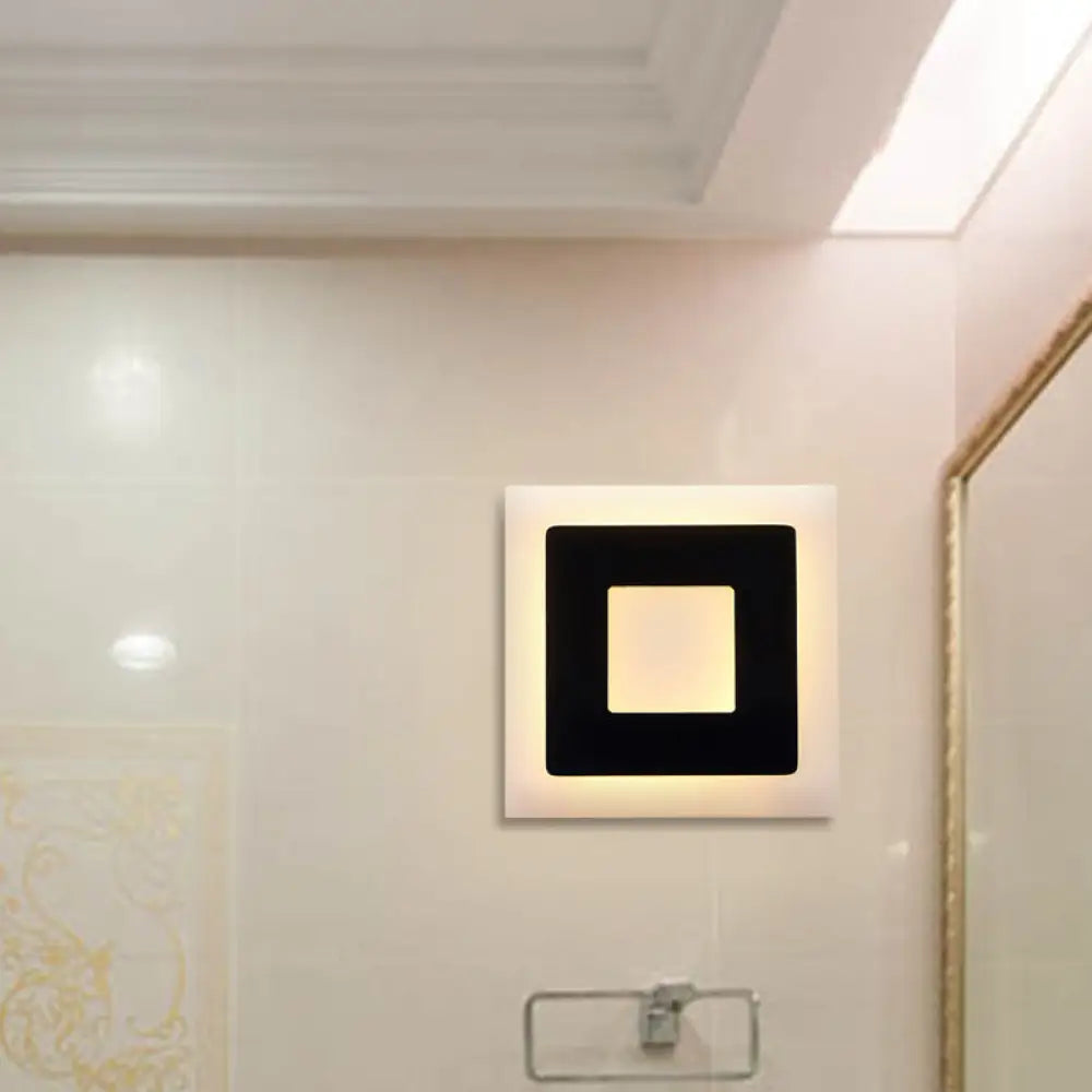 Modern Black/White Led Sconce Lamp - 1 Light Acrylic Wall Mount In Warm/White Black / White