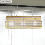Modern Black/White Linear Island Pendant Light - 3-Light Metal And Wood Dining Room Lighting