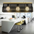 Modern Black/White Linear Island Pendant Light - 3-Light Metal And Wood Dining Room Lighting Black