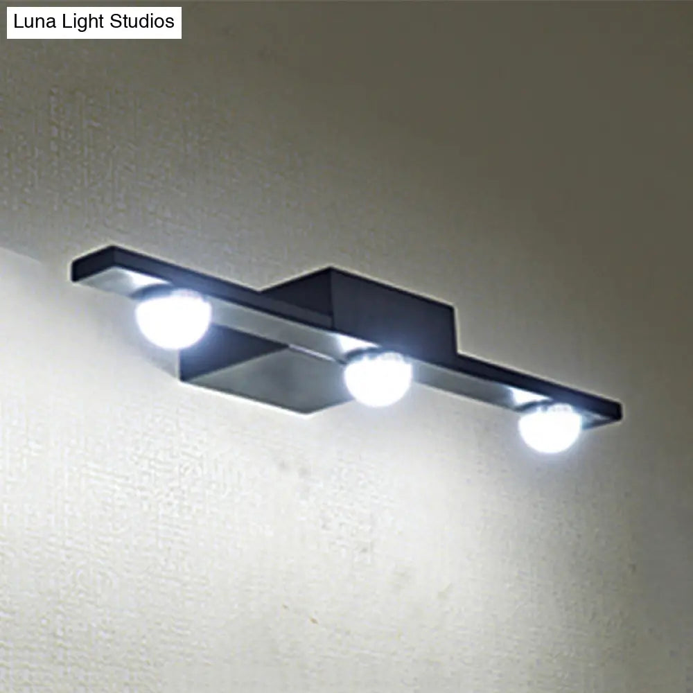 Modern Black/White Linear Vanity Light Fixture - 3 Lights Metal Wall Lighting Warm/White Over Mirror