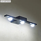 Modern Black/White Linear Vanity Light Fixture - 3 Lights Metal Wall Lighting Warm/White Over Mirror