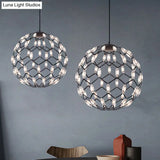 Modern Black/White Metal Globe Led Chandelier With Hollow Design - Stylish Hanging Lamp