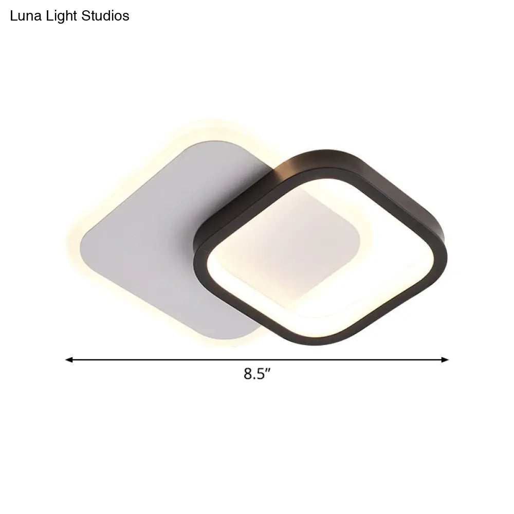 Modern Black - White Small Ceiling Lamp With Led Flush Mounts For Corridor