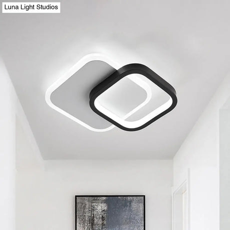Modern Black - White Small Ceiling Lamp With Led Flush Mounts For Corridor