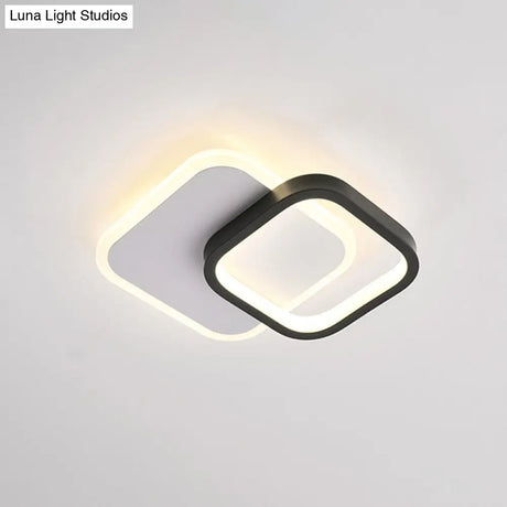 Modern Black - White Small Ceiling Lamp With Led Flush Mounts For Corridor