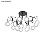 Modern Black Willow Branch Semi-Flush Mount With Clear Glass Shades