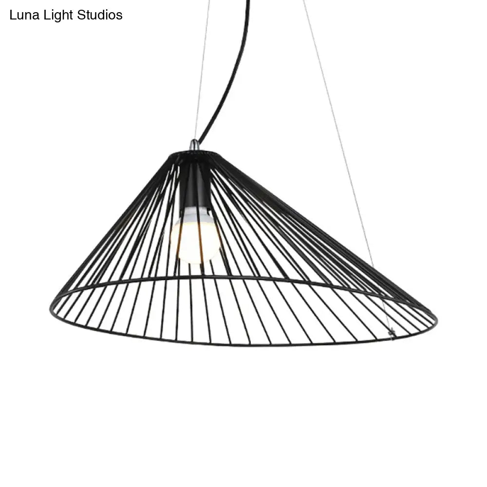 Modern Black Wire Caged Pendant Light for Dining Room Ceiling with 1 Bulb Black
