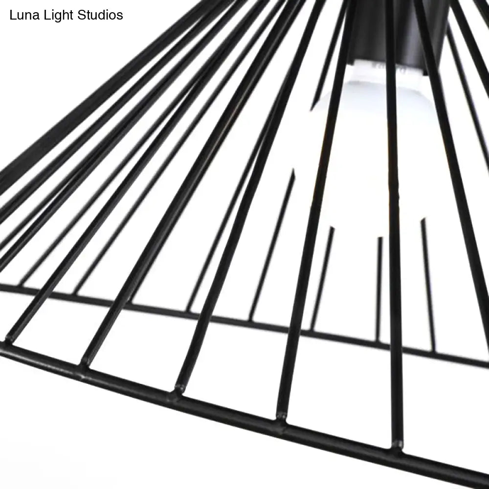 Modern Black Wire Caged Pendant Light for Dining Room Ceiling with 1 Bulb Black