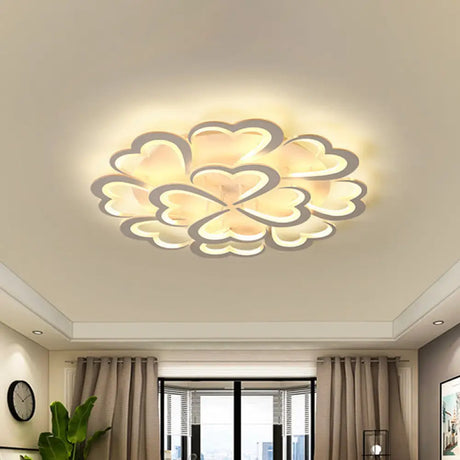 Modern Blooming Flower Ceiling Lamp With Led Lights In Warm/White Light - Semi Flush Mount 12 /