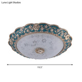 Modern Blue Crystal Led Flush Mount Ceiling Light For Bedroom 12’/16’/19.5’ Wide