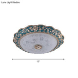 Modern Blue Crystal Led Flush Mount Ceiling Light For Bedroom 12’/16’/19.5’ Wide