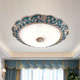 Modern Blue Crystal Led Flush Mount Ceiling Light For Bedroom 12’/16’/19.5’ Wide / 12’