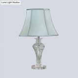 Modern Blue Crystal Table Lamp With Vase Shape Beveled Design And 1 Head Reading Light 21.5/23 Long